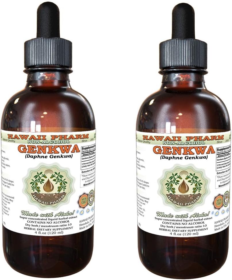 Hawaii Pharm LLC Genkwa, Yuan Hua (Daphne Genkwa) Tincture, Dried Flower Liquid Extract, Genkwa, Glycerite Herbal Supplement 2x4 oz