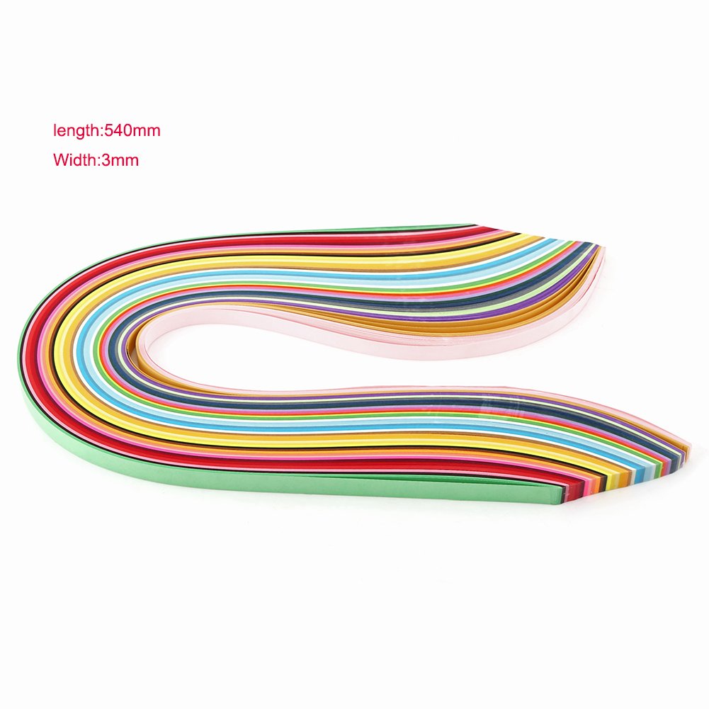 Jwthee 36 Colors Quilling Paper Art Strips Kit, 720 Strips Multi Color Quilling Strips Set 540mm Length 3/5/7/10mm Width (3 mm)