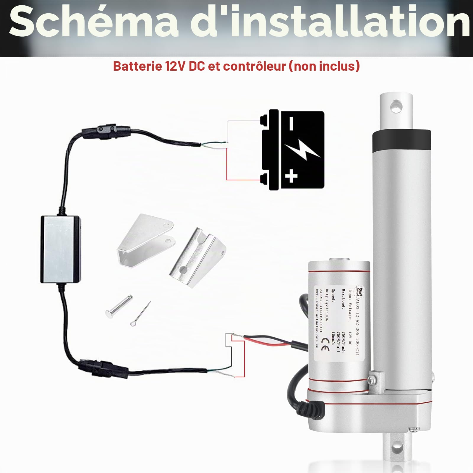 Sonnewelt Verin electrique 12v 200mm course,Actionneur linéaire 1500N max,moteur linéaire DC,Verin pour applications ouvre-portes électriques et automatisation,bricolage,soulèvement de meubles