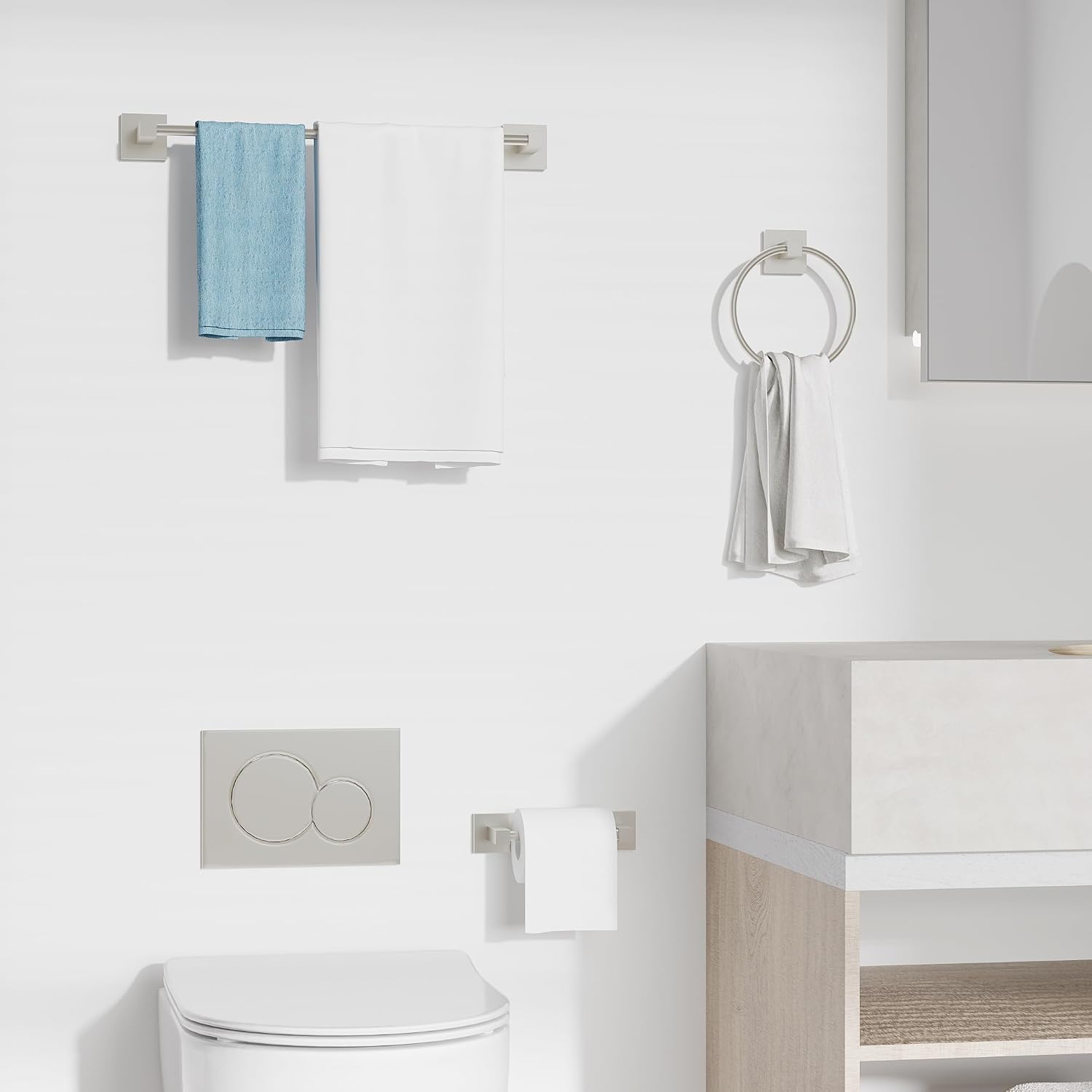 RUACQ Bathroom Accessories, 3-Piece Bathroom Hardware Set, Brushed Nickel image 2