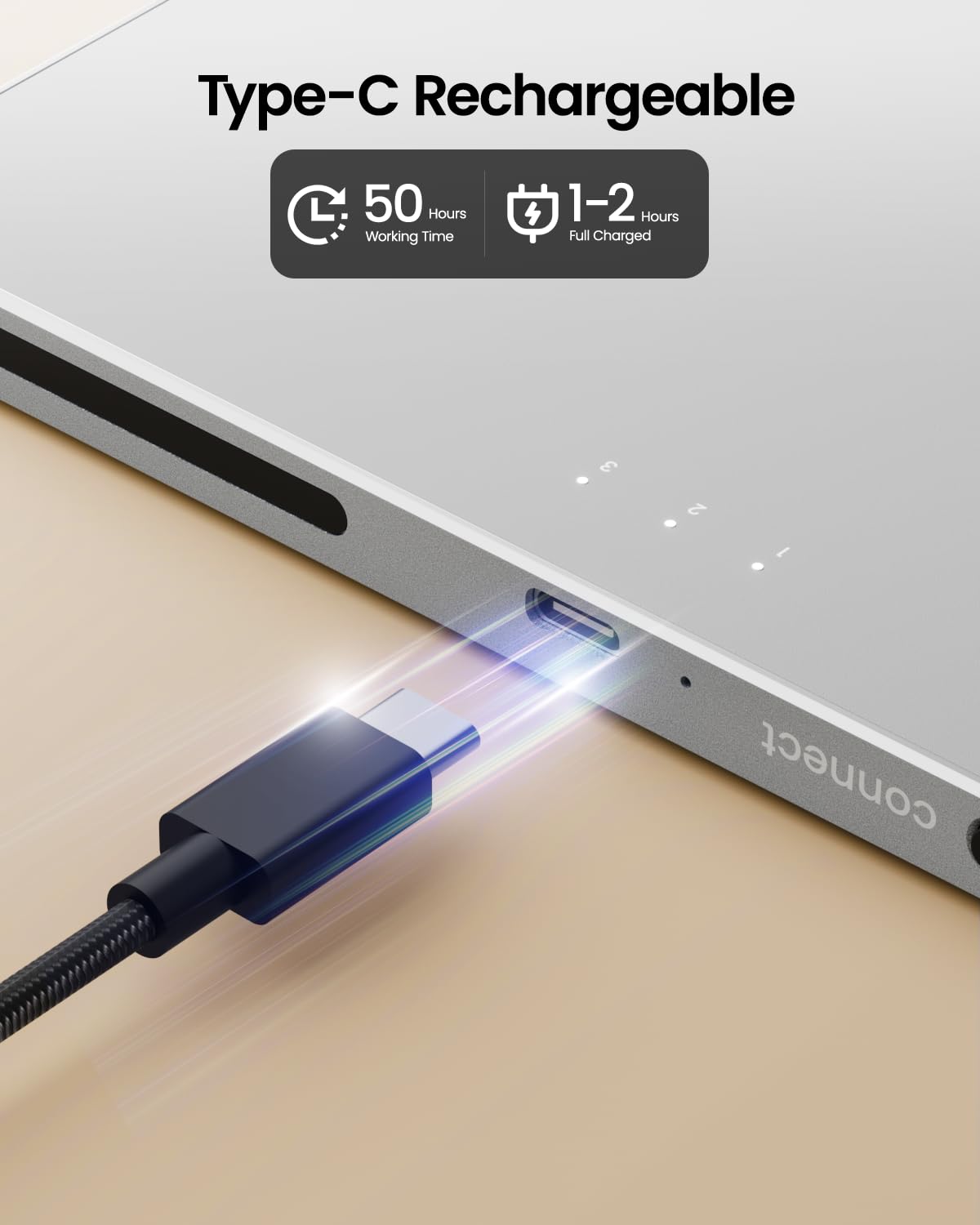ProtoArc Touchpad para Windows 11/10 PC: T1 Plus Bluetooth, Superficie multitáctil, Recargable, Panel táctil portátil de Alta precisión, portátil, Ordenador de sobremesa - Blanco Plateado
