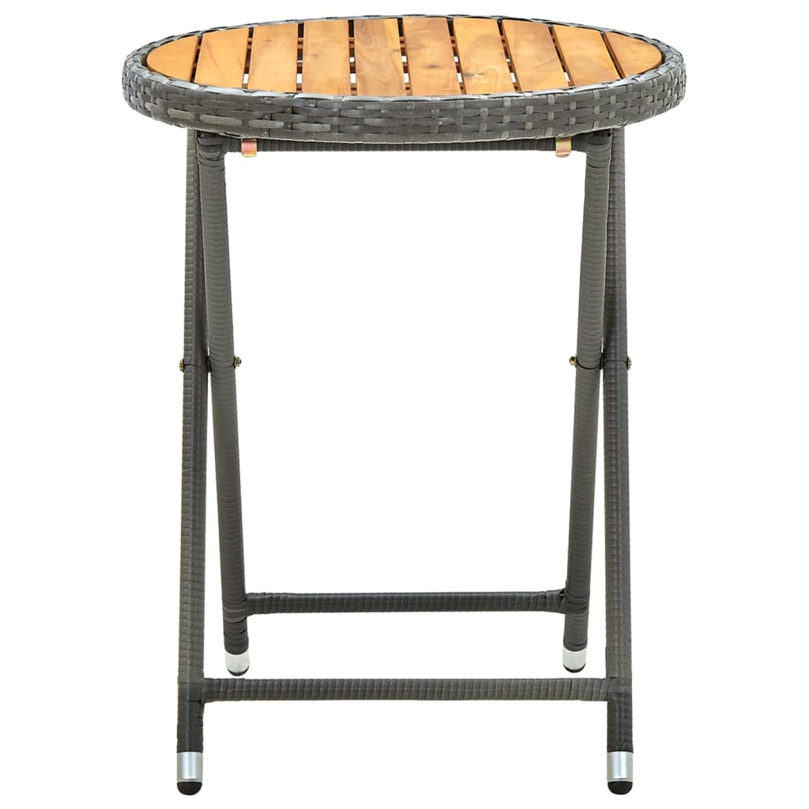 Gecheer Tavolino da Caffé tè da Giardino Esterno Pieghevole in Polyrattan e Legno Accacia 60x75 cm,Tavolo Tavolino da Esterno Pieghevole,Tavolino da Balcone Pieghevole,Tavolino Pieghevole
