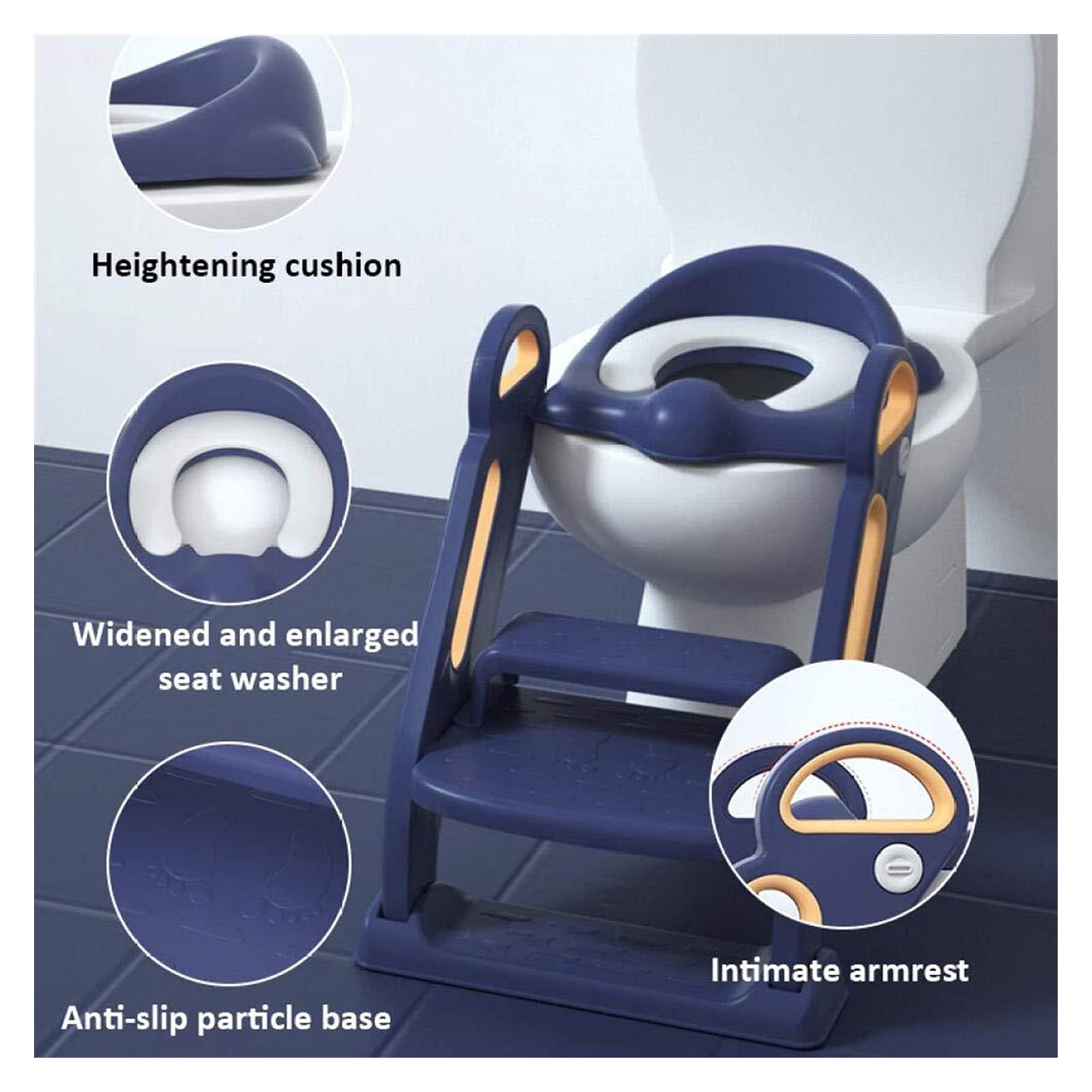 Cages Höhenverstellbare Toilettensitz mit Leiter, gepolsterter Baby-Töpfchen-Trainingssitz, maximale Last von bis zu 75 kg, rutschfest stabile Faltbare Toilettenstraining für Jungen und Mädchen