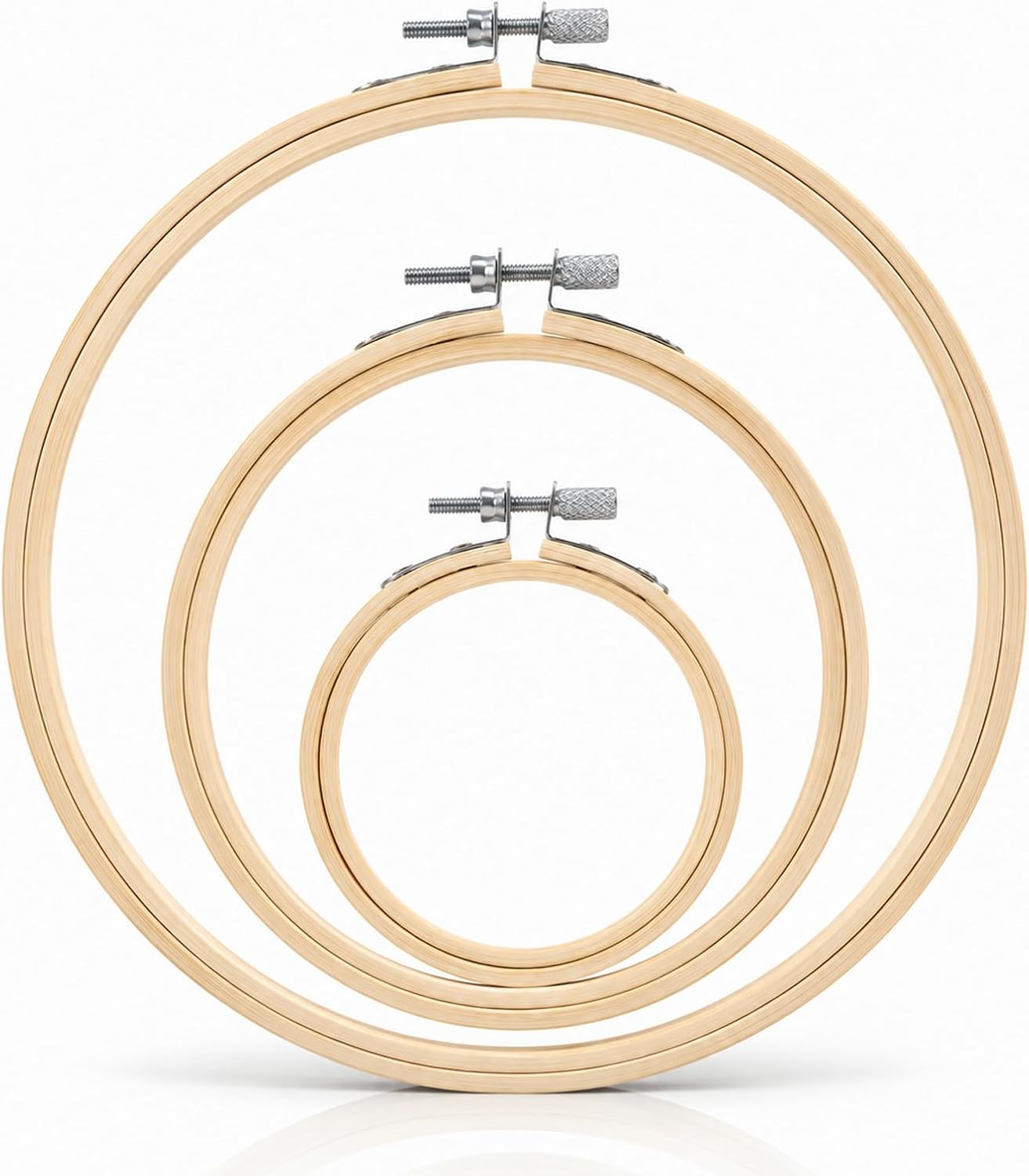 3 Pack Embroidery Hoops, 3 6 8 Inch Round Bamboo Cross Stitch Hoops