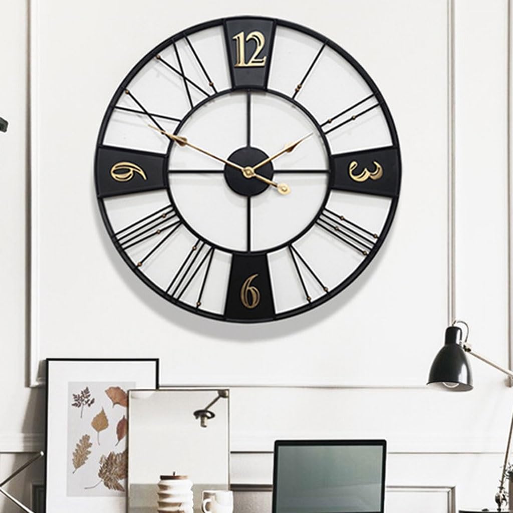 Orologio da parete Orologio da parete rotondo europeo creativo in metallo for la casa, soggiorno, sala da pranzo, studio, orologio da esterno Reloj De Pared