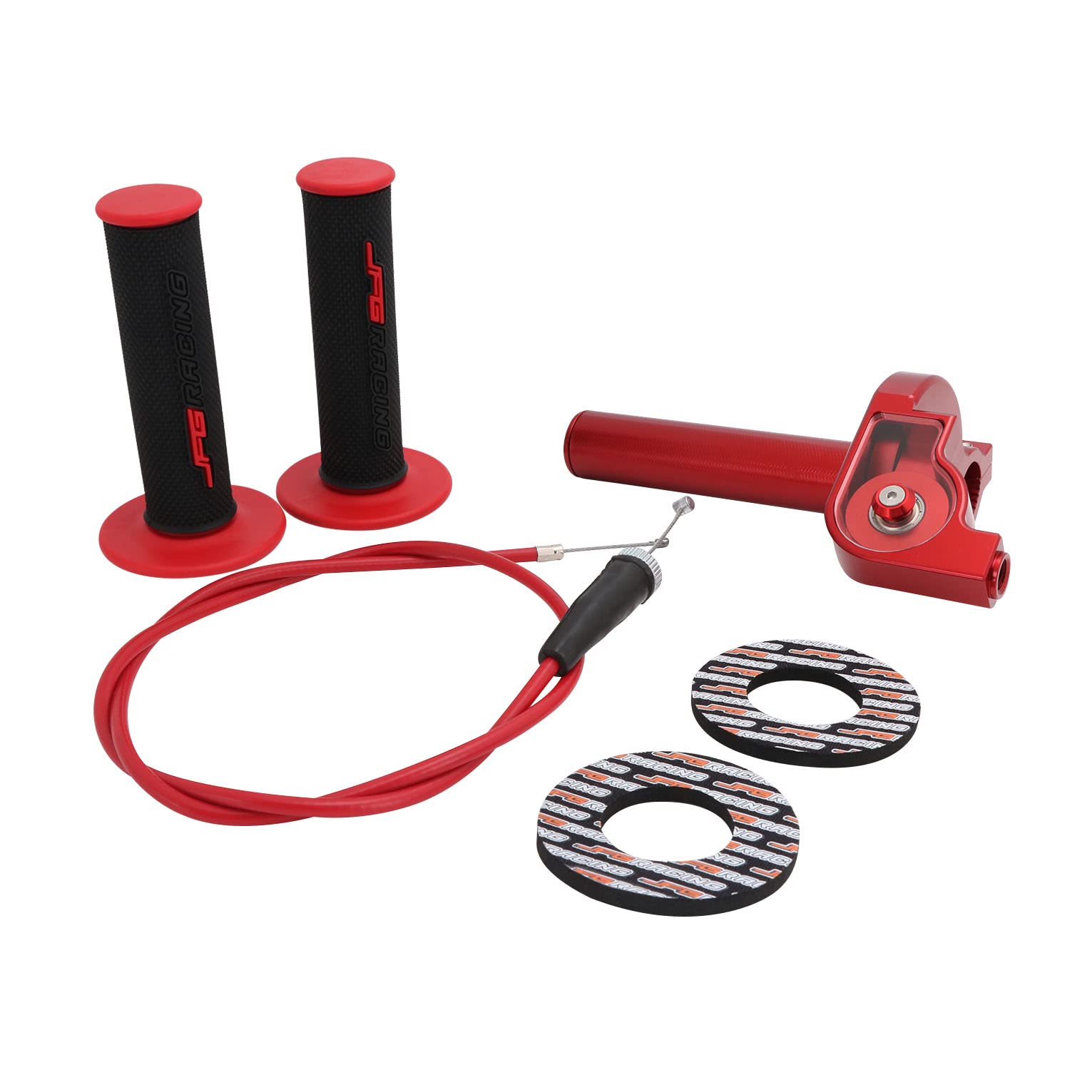 Conjunto de Acelerador Moto con Cable y CNC Puño Rapido Universal para Manillares de 7/8" (22 mm) para la Mayoría de Las Motocicletas CRF YZ PW KX KLX RM DR DRZ 110cc 125cc 150cc Dirt Pit Bike-Rojo