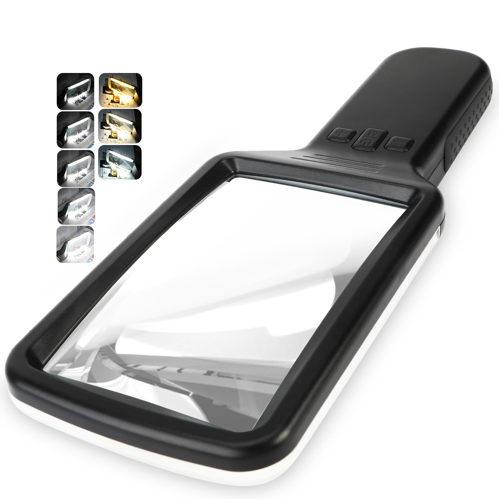 Photo 1 of 15X Magnifying Glass with Light, Real Glass Lens, 3 Color Modes Stepless Dimmable, Handheld LED Lighted Page Magnifier for Reading Small Prints, Seniors with Macular Degeneration & Low Vision