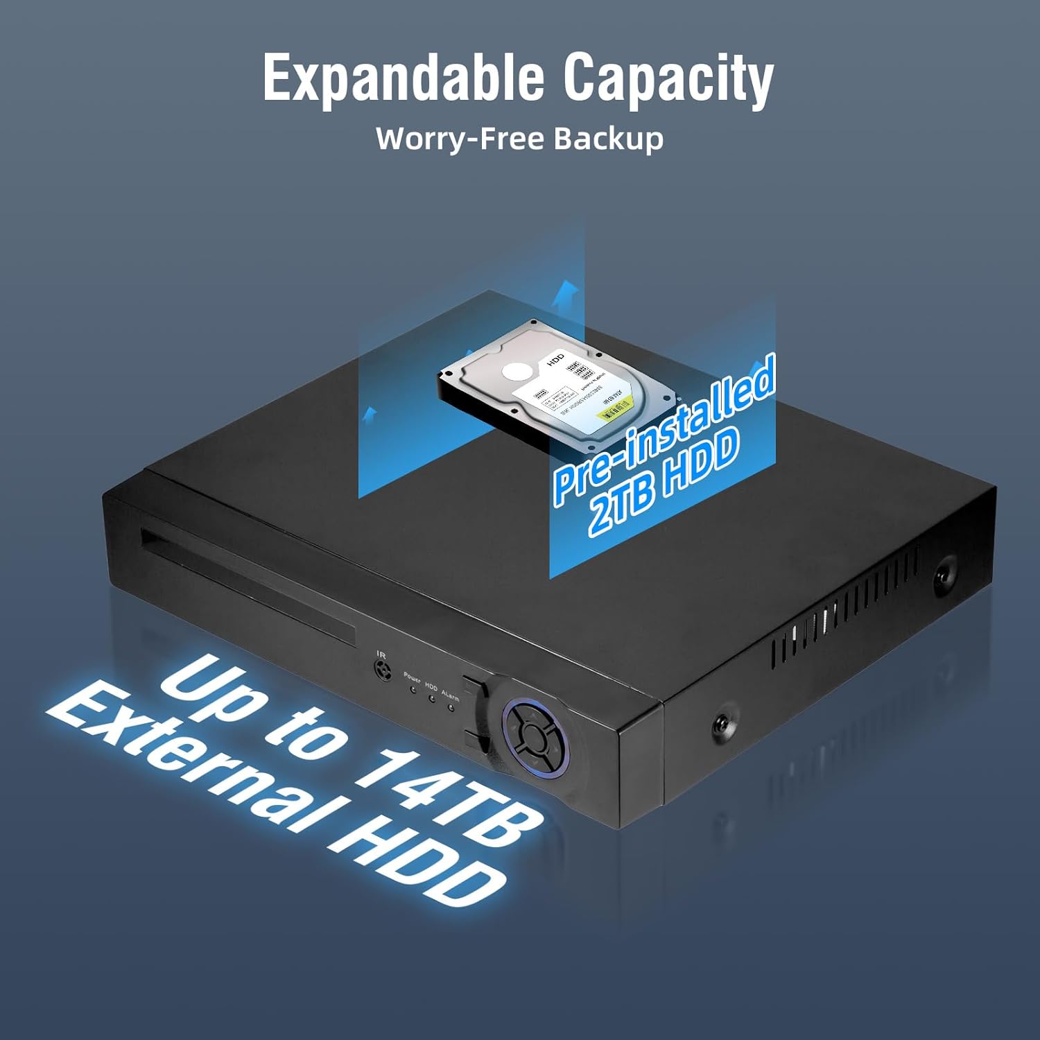 16 Channel Security Recorder DVR,5MP 16CH Surveillance Video Recorder for Security Camera,5MP Hybrid 5-in-1 Camera DVR AHD/TVI/CVI/CVBS/XVI with Human Detection,24/7 Recording(with 2TB Hard Drive)