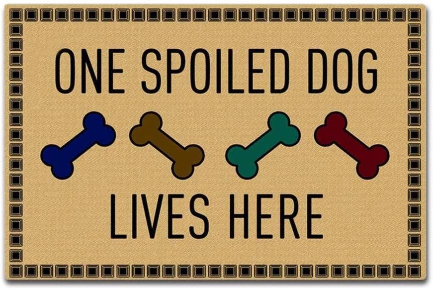 Sun&HomeDoor Mat Entrance Floor Mat One Spoiled Dog Lives Here Doormat Home and Office Decorative Indoor/Outdoor DoorMat 23.6x15.7 Inches