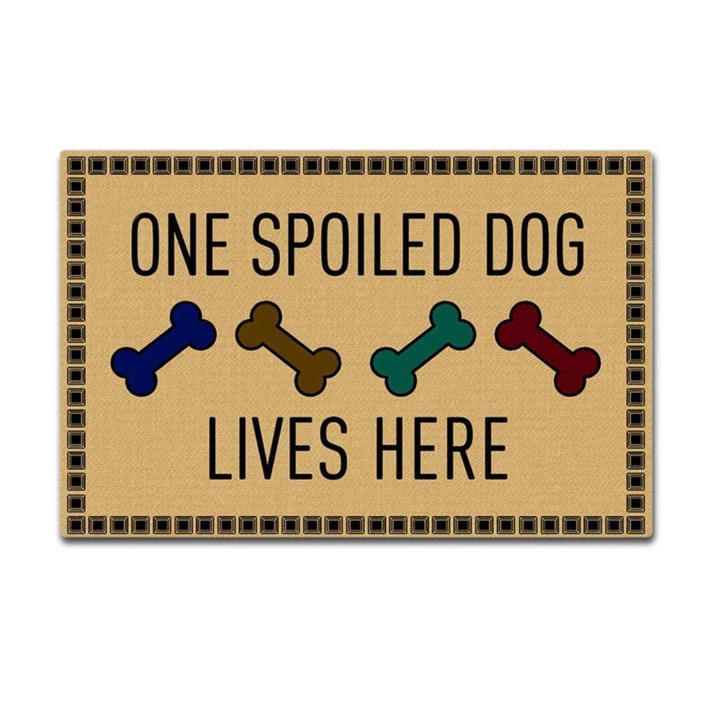 Sun&HomeDoor Mat Entrance Floor Mat One Spoiled Dog Lives Here Doormat Home and Office Decorative Indoor/Outdoor DoorMat 23.6x15.7 Inches
