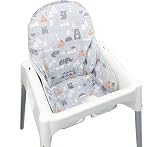 ZARPMA Cotton Seat Covers for IKEA Antilop Highchair,Cotton Surface and Cotton Padded,Forest Pattern Foldable Baby Highchair Cover for IKEA Child Chair Cushion (Green Forest)