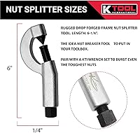 Vista 8 de K Tool International 70715 Medium Duty Nut Splitter, Drop Forged Frame Construction, Parallel Action Cracking Design, Rotating Cutter Head, Confined