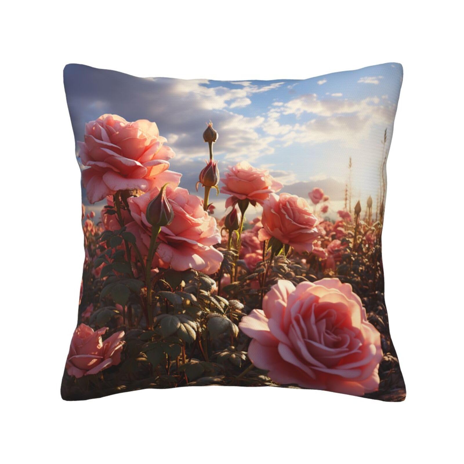 FodPand Rose Field Throw Pillow Covers 12"X12" Super Soft Cozy Pillows Case Morden Decorative Cushion Cover for Sofa Couch Bed Home Decor