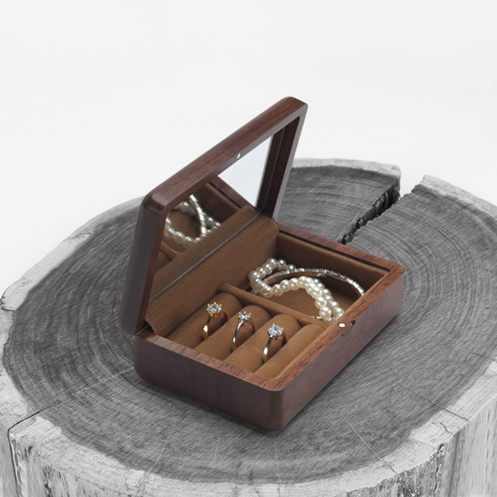 Deposito di GioielliScatola da Viaggio in Legno retrò Custodia da imballaggio per Gioielli in Legno Anello Nuziale Collana Bracciale Organizzatore Donna Uomo Display Box Gift