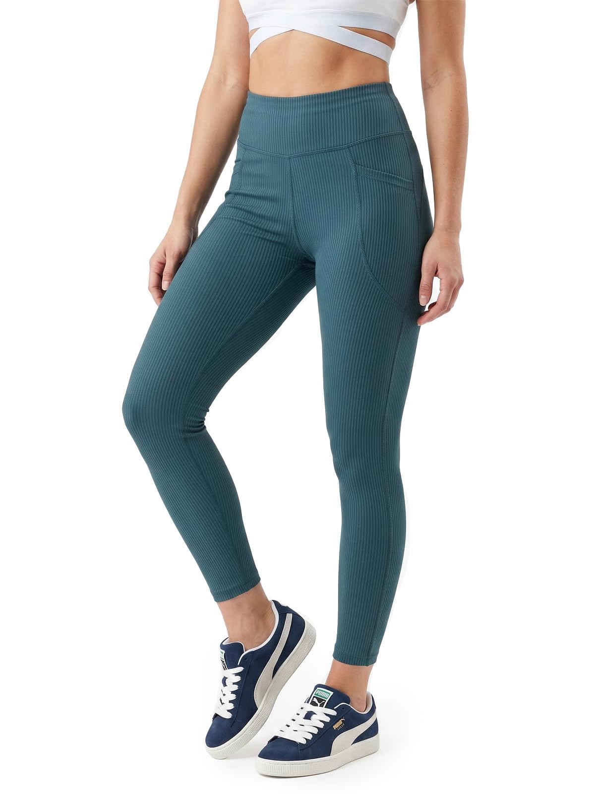JUNEBERRY® Damen-Sport-Leggings, Elastan, strukturiert, Stretch, leicht, bequem, für Fitnessstudio, XS-XL