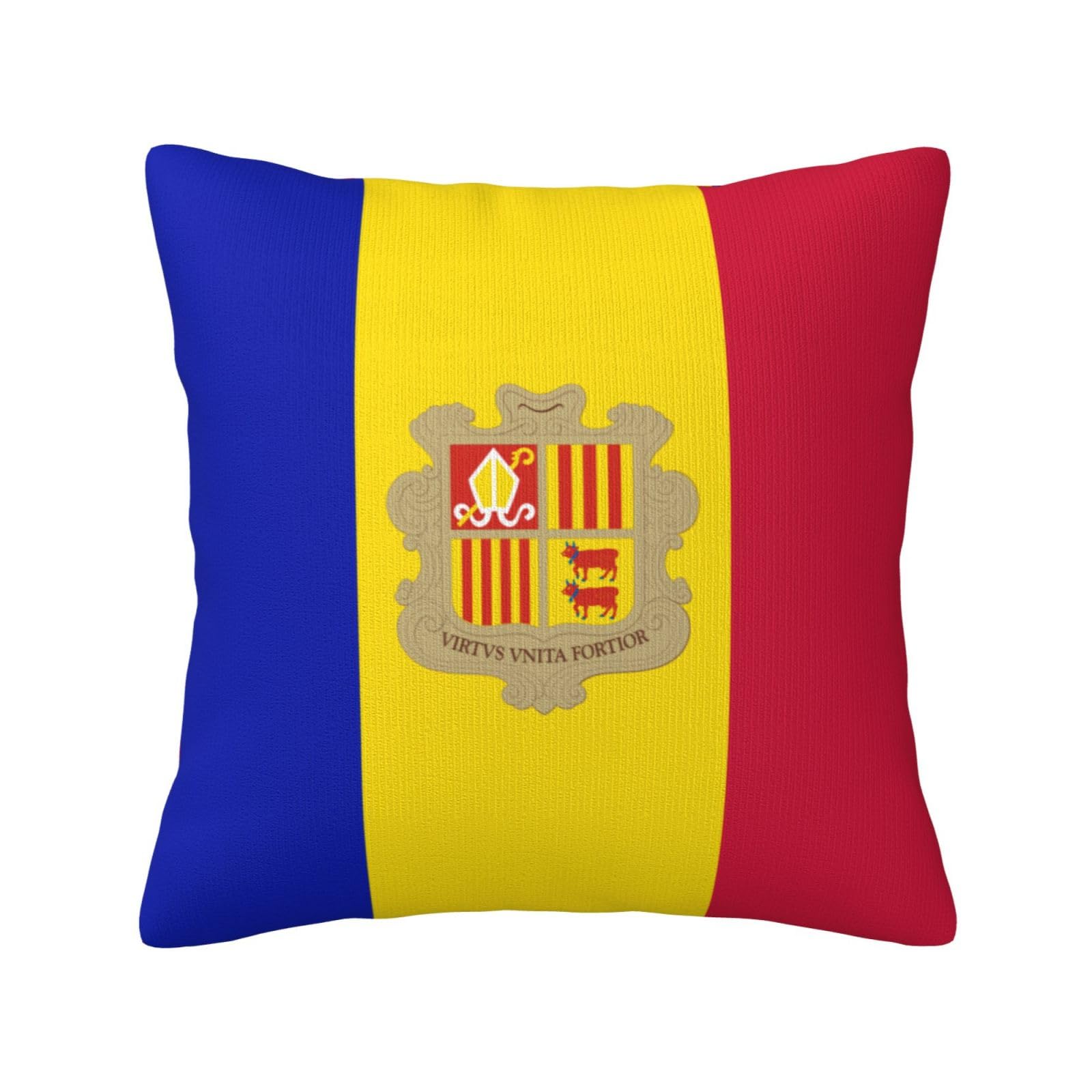 Flag of Andorra Print Decorative Throw Pillow Covers for Sofa, Outdoor and World Cup Celebrations