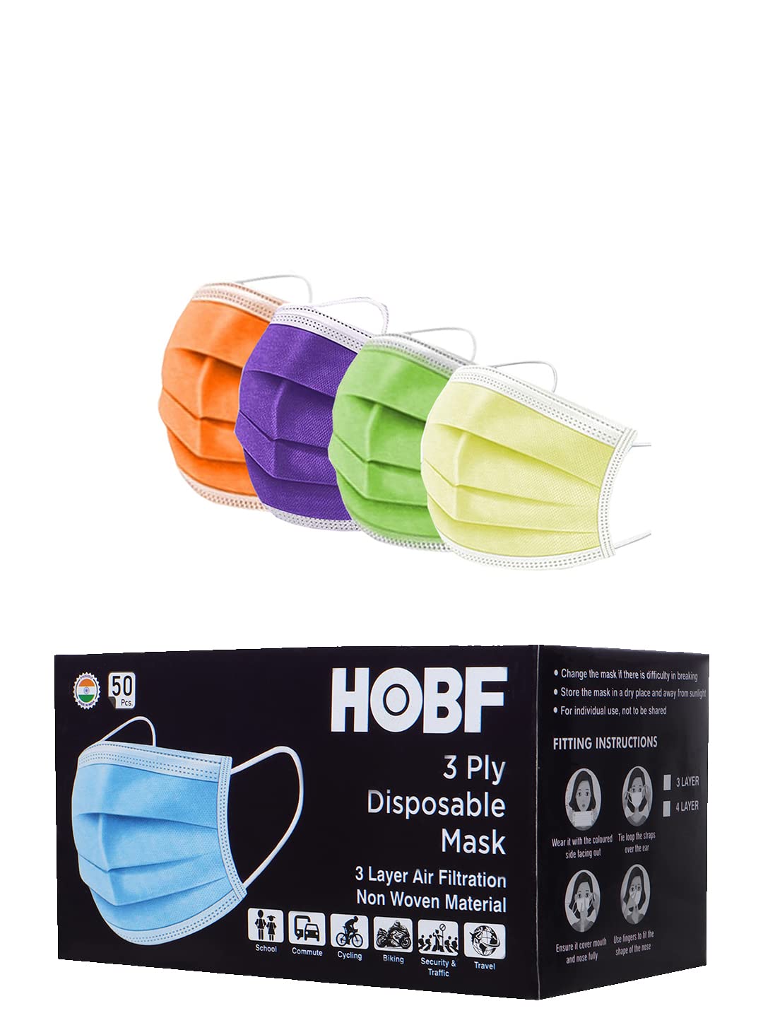 Mango People hobf Kids Mask Pack containing surgical masks 3 layer 100 pieces/pack of 100 / pack of 50 / surgical mask pack of 100 & 200 - surgical mask girls & boys -BL,PK,YL,PR (B0B5959RKM) Amazon Price History, Amazon Price Tracker