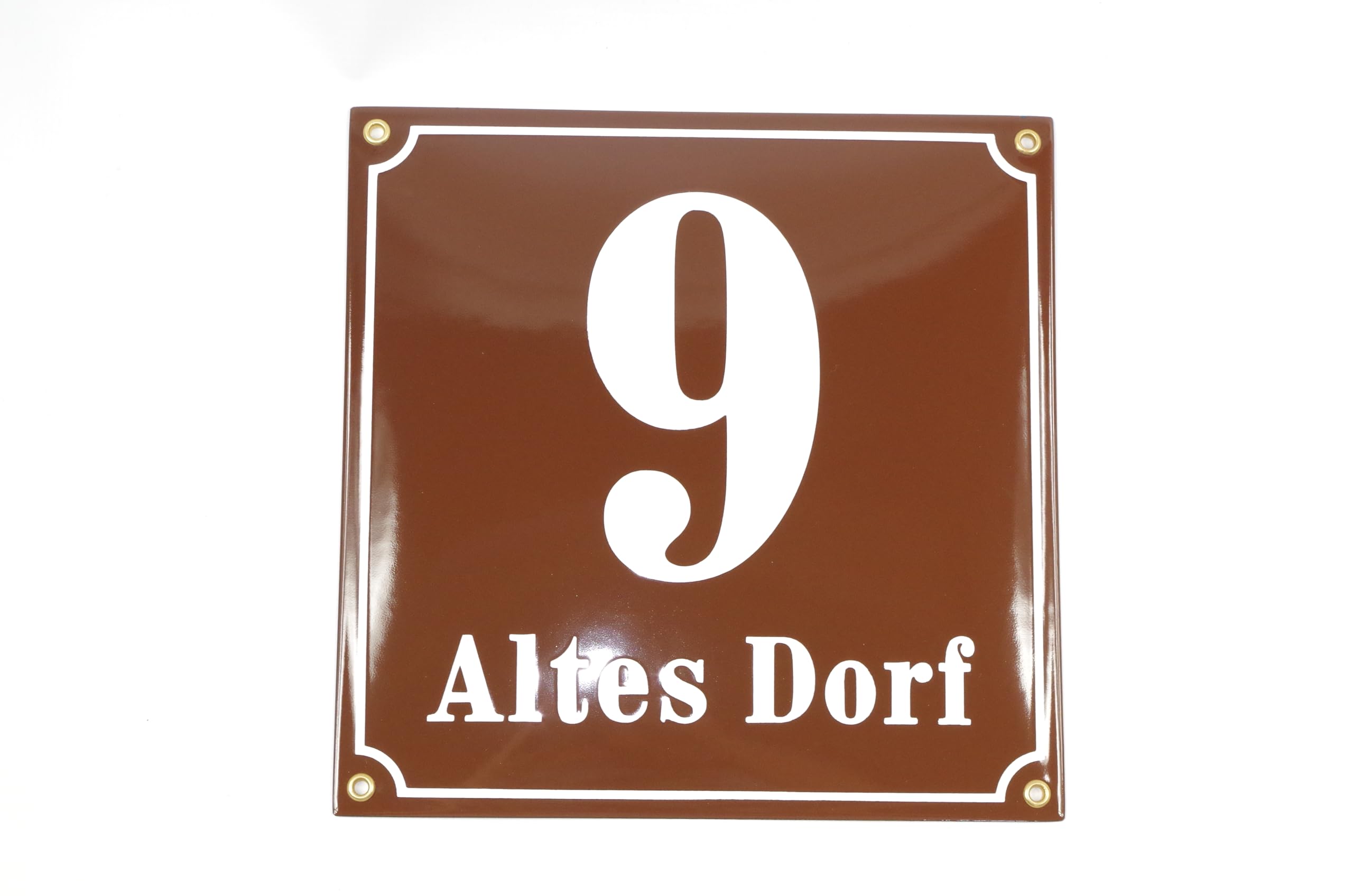 Plaque De Rue Personnalisée 25x25 Cm - Email Blanc Vintage - Numéro De Maison