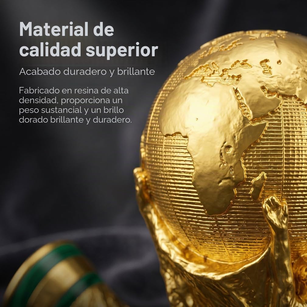 Réplica Trofeo Copa del Mundo de Fútbol, Copa de Campeón de Resina para Aficionados, Recuerdo de Fútbol, Regalo Decorativo para Oficina, Bar, Fiesta,27cm
