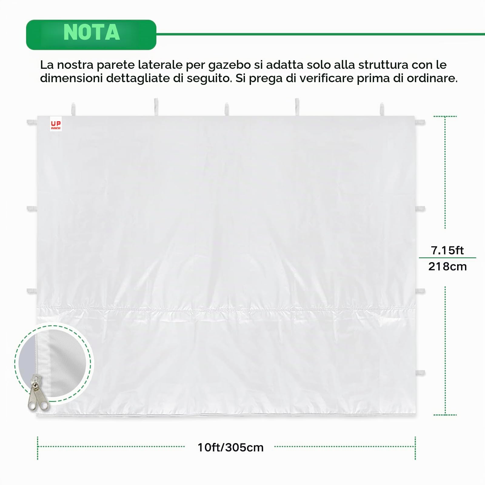 4 Pareti per Gazebo 3x3 Impermeabili e Anti-UV 99% - Teli Laterali per Tendone da Giardino, Colore Bianco (Solo 4 Parti Laterali, Senza Struttura)