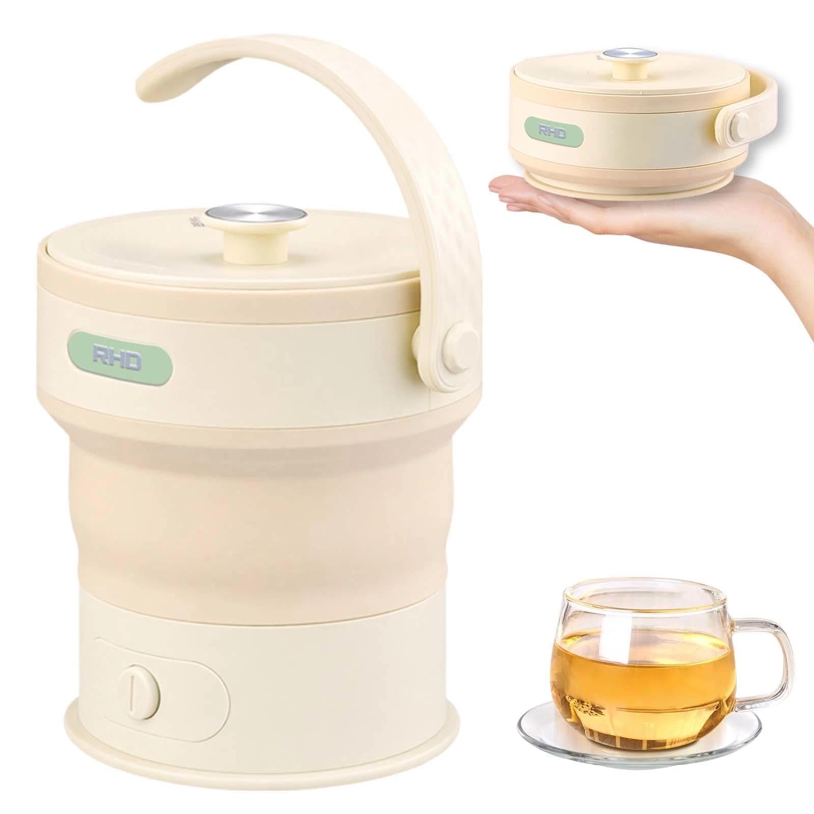 RHD Bouilloire Électrique Pliable 0.6L 600W sans BPA Silicone Jaune | Compact et Gain de Place, Arrêt Automatique, Chauffage Rapide, Léger et Portable pour Voyage, Bureau et Dortoir