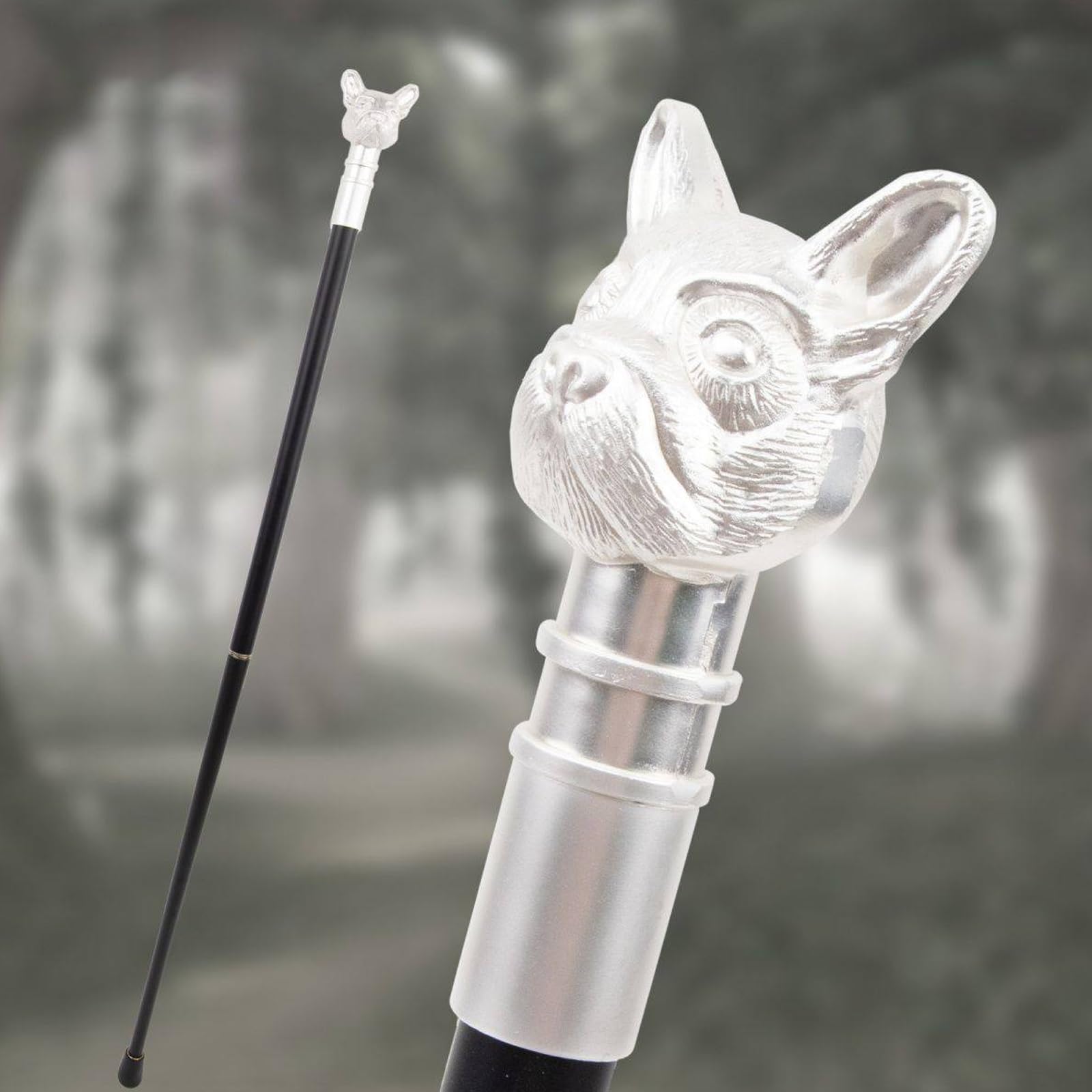 Bastón con Cabeza de Perro Blanco, Bastón de Lujo para Hombre y Mujer, Antideslizante Extraíble Cospaly Vintage Party 92 Cm
