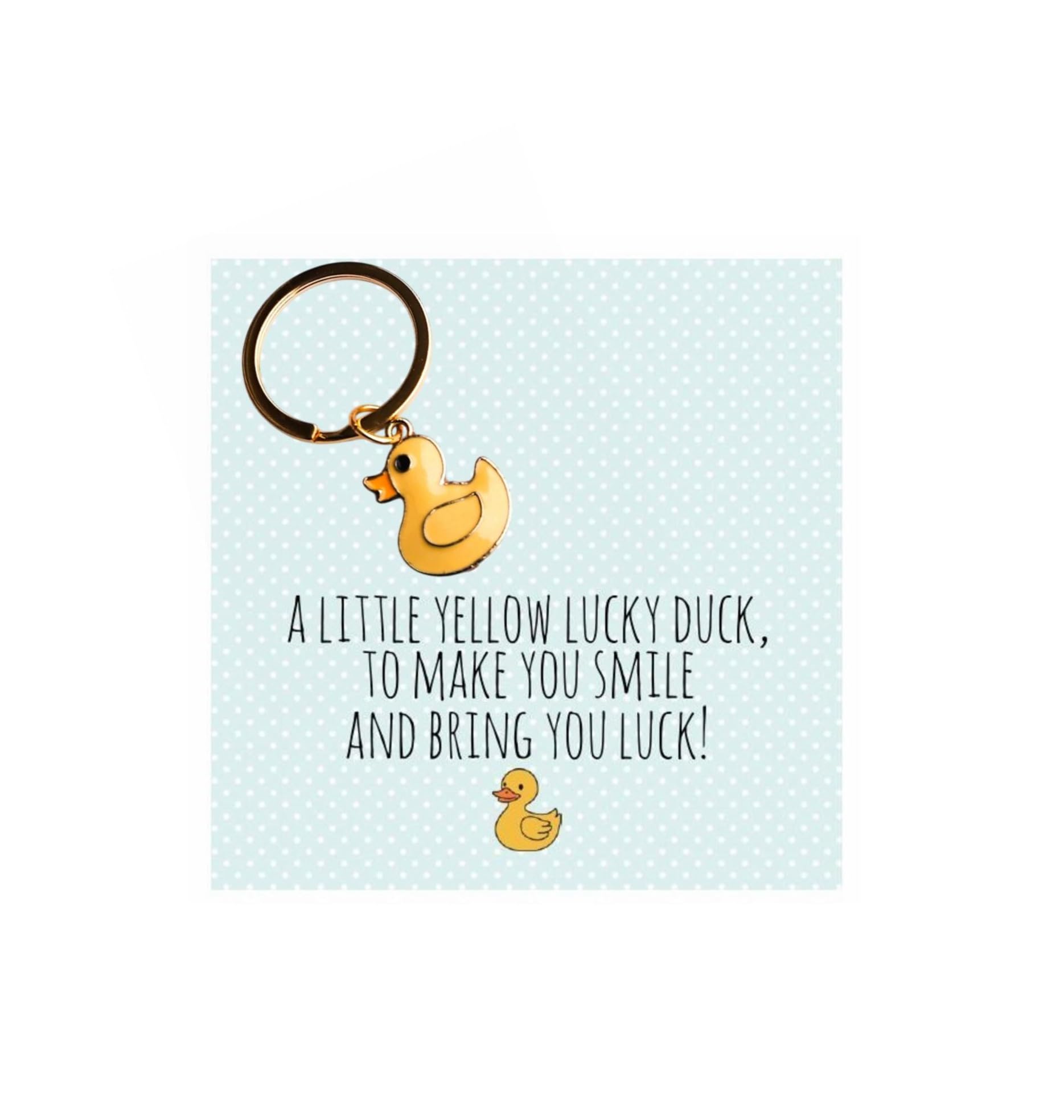 Chic Cottage Crafts Unisex Yellow Lucky Duck Keyring - Good Luck Gift - For New Job, Exams, Driving Test Etc.