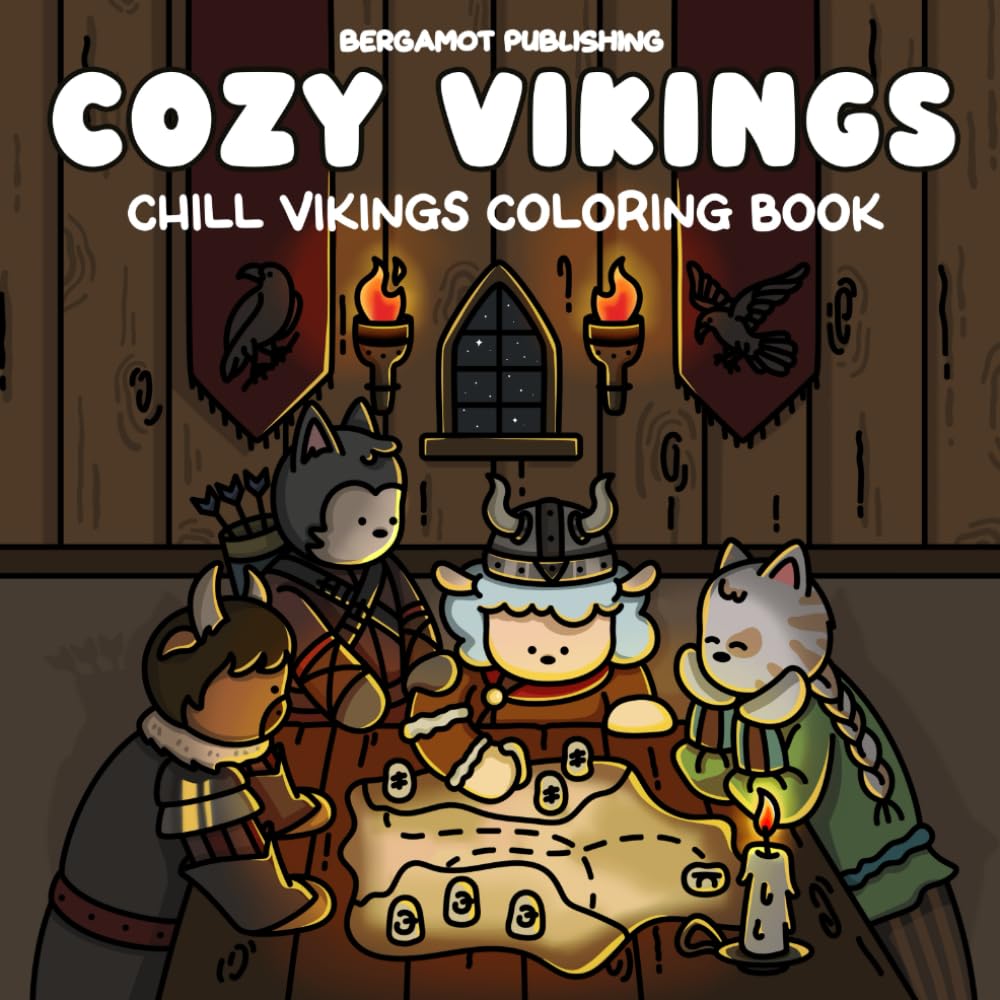 Cozy Vikings: Chill Vikings Coloring Book for Adults and Teens – Relaxing Nordic Scenes, Cute Warrior Art, and Stress Relief Designs