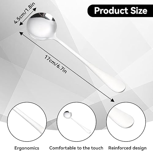 Miniatura 2 de Cucharas de sopa de acero inoxidable, cucharas de sopa ruidosas de metal coreano para postres, café, 6.7 pulgadas, juego de 2