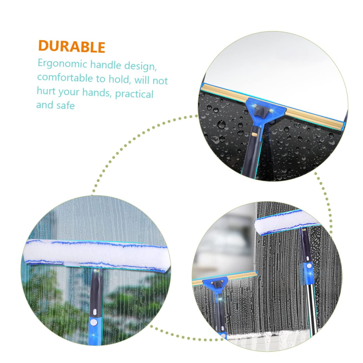 Homoyoyo Limpiador de Ventanas Extensible para Coche con Escobilla de Goma y Paño de Microfibra, Mango Ergonómico y Diseño Ligero para Limpiar Cristales y Puertas Varios Estilos