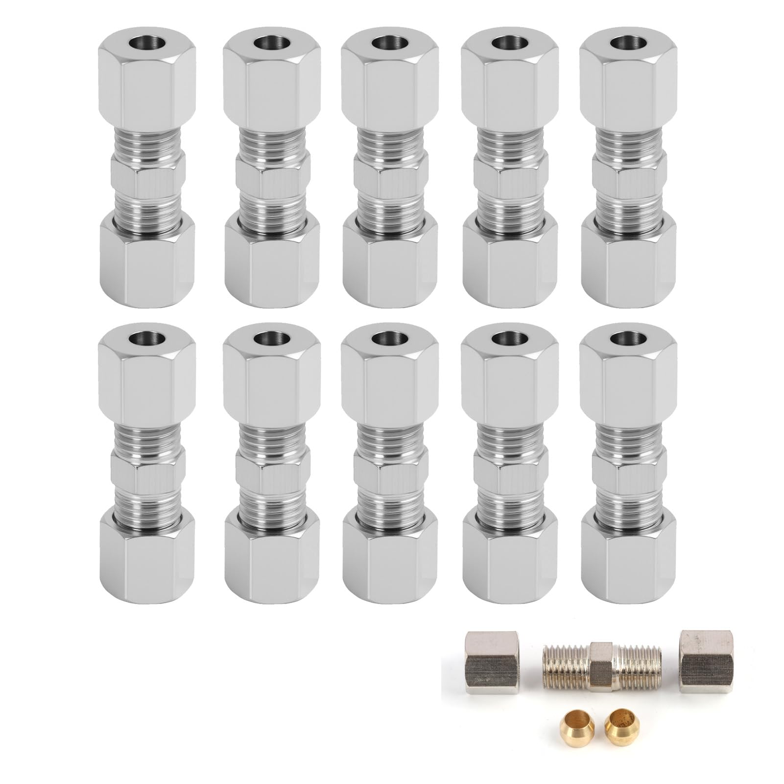 10x Bremsleitungsverbinder 4mm - Set Für Bremsleitung Ohne Bördeln - Einfache Installation - Hochwertige Ersatzteile Für Kfz-Bremsen Man Kann Sie Leicht Zu Installieren Die Ladekabel