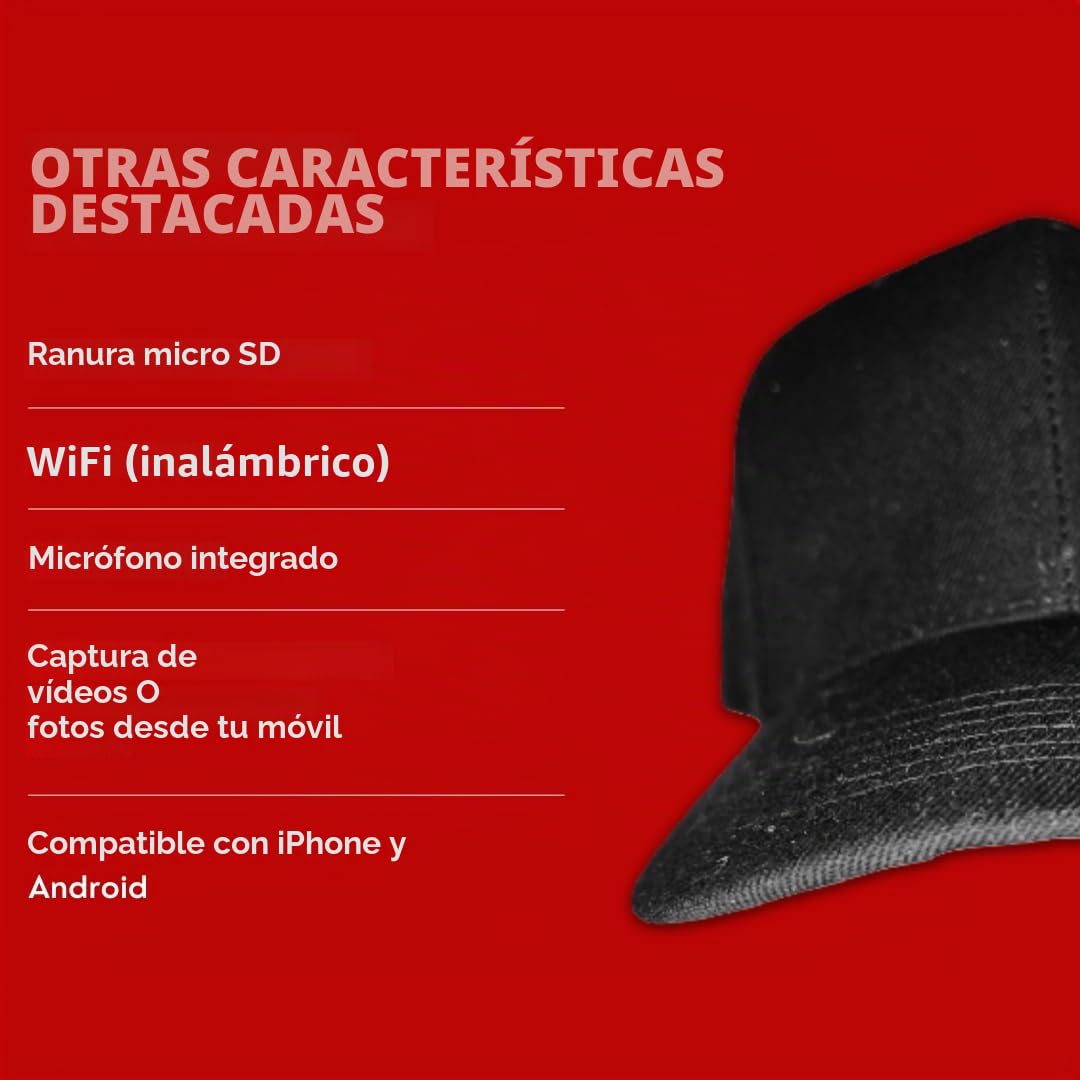 Générico Gorra con Cámara Espía 4K WiFi