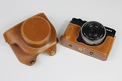 Miniatura 5 de BolinUS - Funda X-E4, hecha a mano de piel sintética para cámara Fujifilm, Fuji X-E4, XE4, XF, lente F2.8, versión de apertura inferior + correa