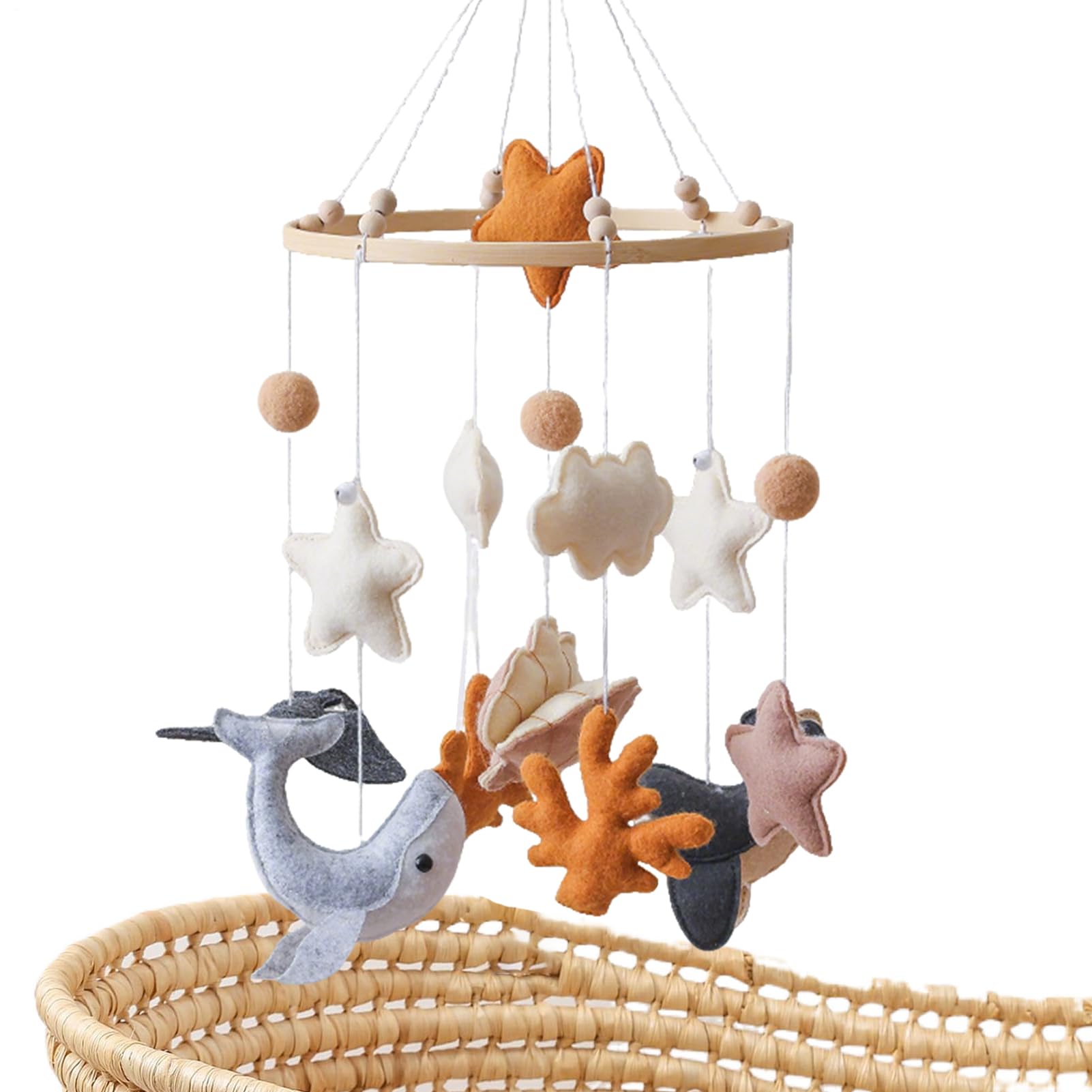 Mobili Per Mobile in Feltro per Bambini | Giocattolo Appendibile Carillon in Feltro con Animali Marini Stile Cartoon Decorazione per Camera Culla Cameretta dei