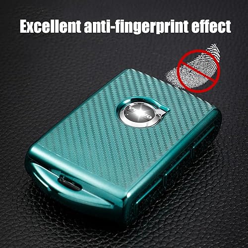 Miniatura 4 de HIBEYO Funda para llavero de coche con textura de fibra de carbono de TPU con llavero se adapta a Volvo XC90 XC60 XC40 S60 S90 V90 V60 Polestar 1 T5