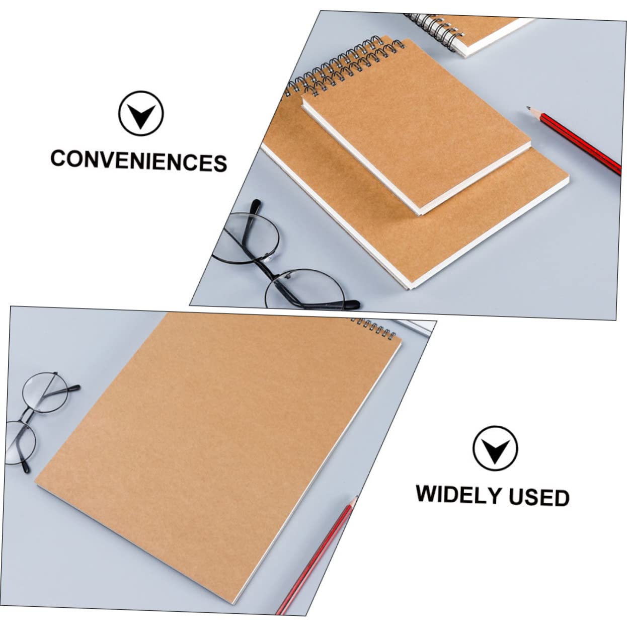 Hohopeti Cahier de Dessin Vierge pour Élèves, 2 Pièces, Reliure Spirale