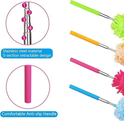 Miniatura 3 de 4 plumeros de microfibra extensibles y lavables, de 13 a 30 pulgadas, herramienta de limpieza de microfibra, pequeños plumeros para limpieza de