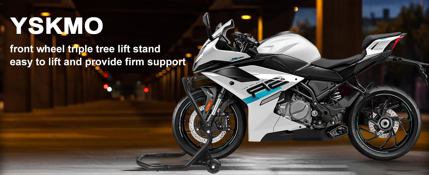 Motorcycle Front Wheel Triple Tree Lift Stand,500Lbs Capacity | Series of pins: 1.06", 0.95", 0.79", 0.7", 0.59", Φ1.5" tube, For Yamaha, Suzuki, Ducati, BMW