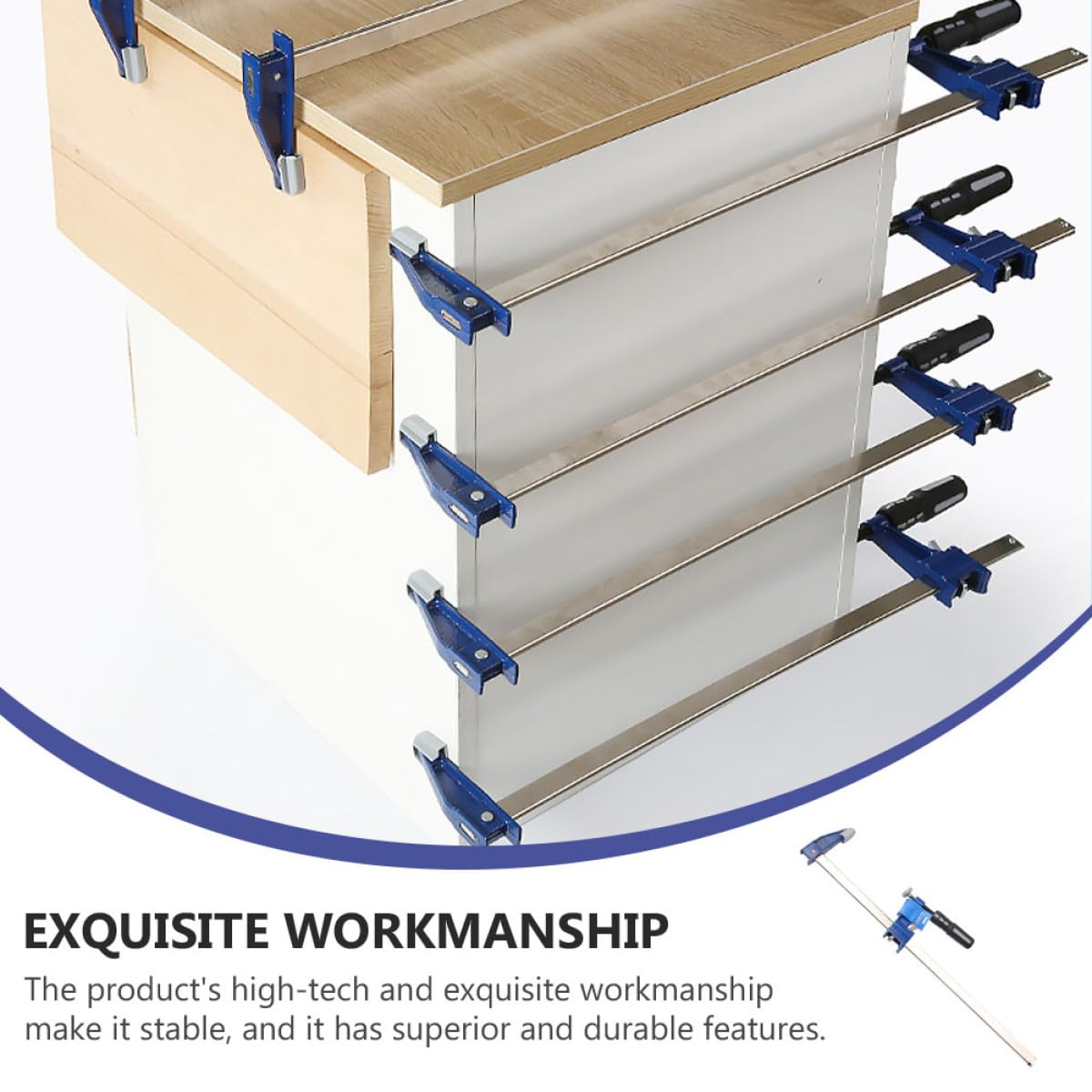 Morsetto da Falegnameria a F Blu in Plastica e Acciaio per Carpentieri | Morsetto da Falegname a F, Design Ergonomico e Stabile, Serraggio Rapido per Lavoro Preciso di Fissaggio