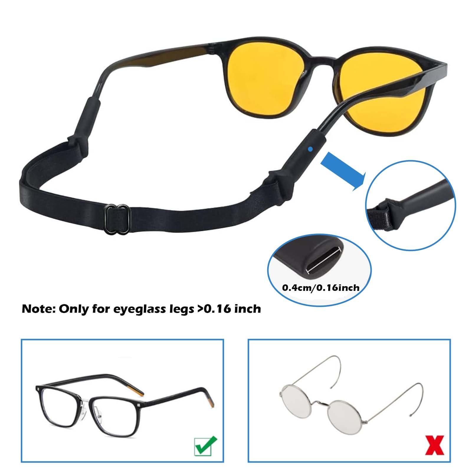 ​4PCS Specs Holder Strap, Spectacle Chain with Silicone Sleeves Adjustable Anti-Slip Eyeglass Retainer for Men & Women - Secure Fit for Glasses & Sunglasses (black) - Image 6 thumbnail
