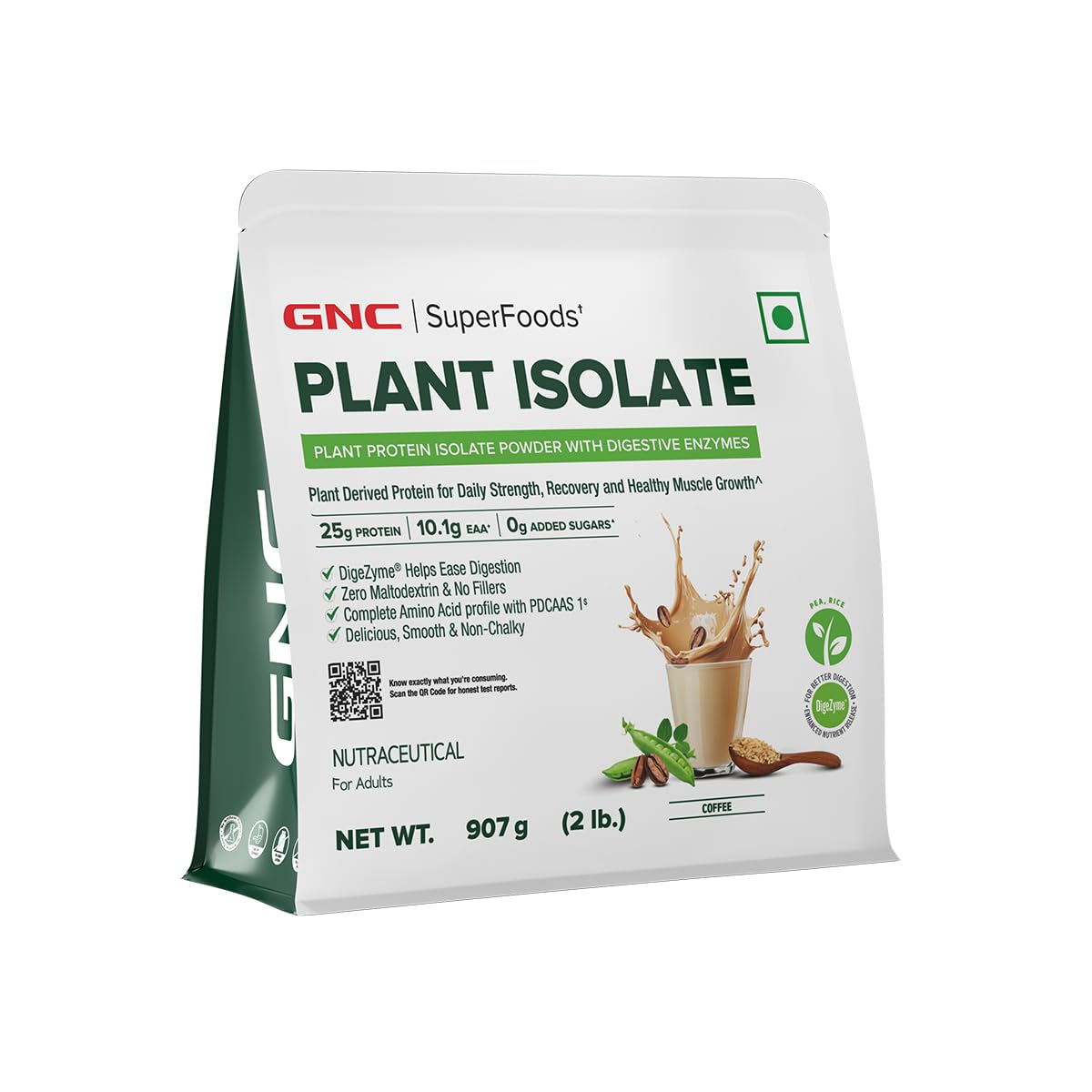 GNC Plant Protein Isolate Powder | 25g Protein Complete Amino Acid Profile with PDCAAS 1 Score | DigeZyme® Enzymes | Vegan, Soy-Free, Lactose-Free, Gluten-Free | No Added Sugar | Easy Digestion, Delicious & Non-Chalky | Coffee, 2lbs — Amazon image 9