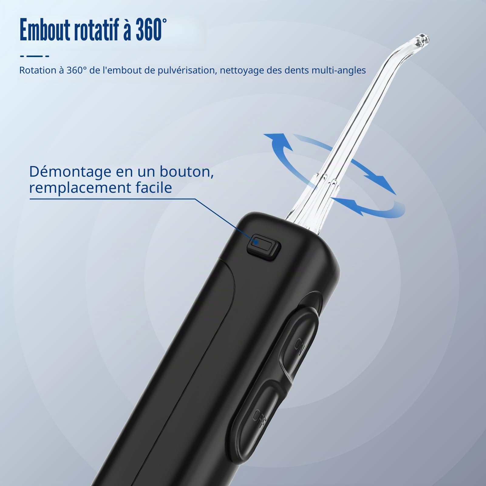 Sawgmore Hydropulseur dentaire électrique 10 niveaux de pression capacité de 600 ml irrigateur oral multifonctions 5 embouts pour la maison noir