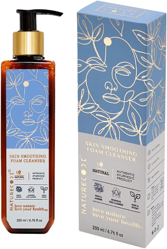 NATURECODE Natural Face Wash | With Aloe Vera, Neem & Essential Oils | Gentle Foaming Cleanser for Acne-Prone, Oily & Sensitive Skin | Deep Cleansing & Skin Brightening | Travel-Friendly – 200ml
