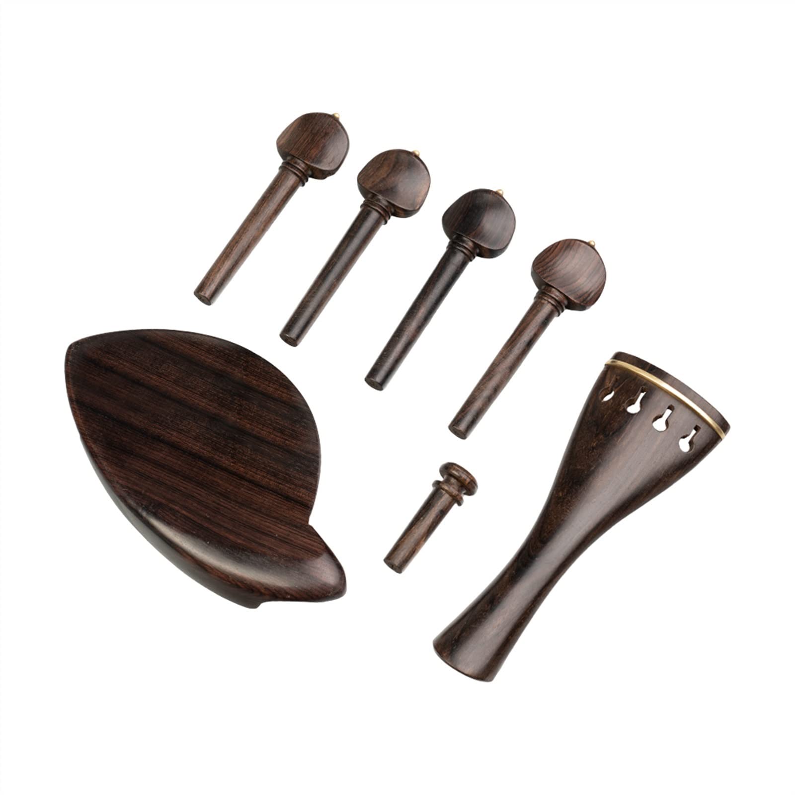 TSTS Streichinstrumente Teile Violinteile Ebenholz Violinwirbel Kinnhalter Endpin Stimmgerät Saitenhalter Set 4/4 Violinteile DIY Violinbeschläge Set Ersatz