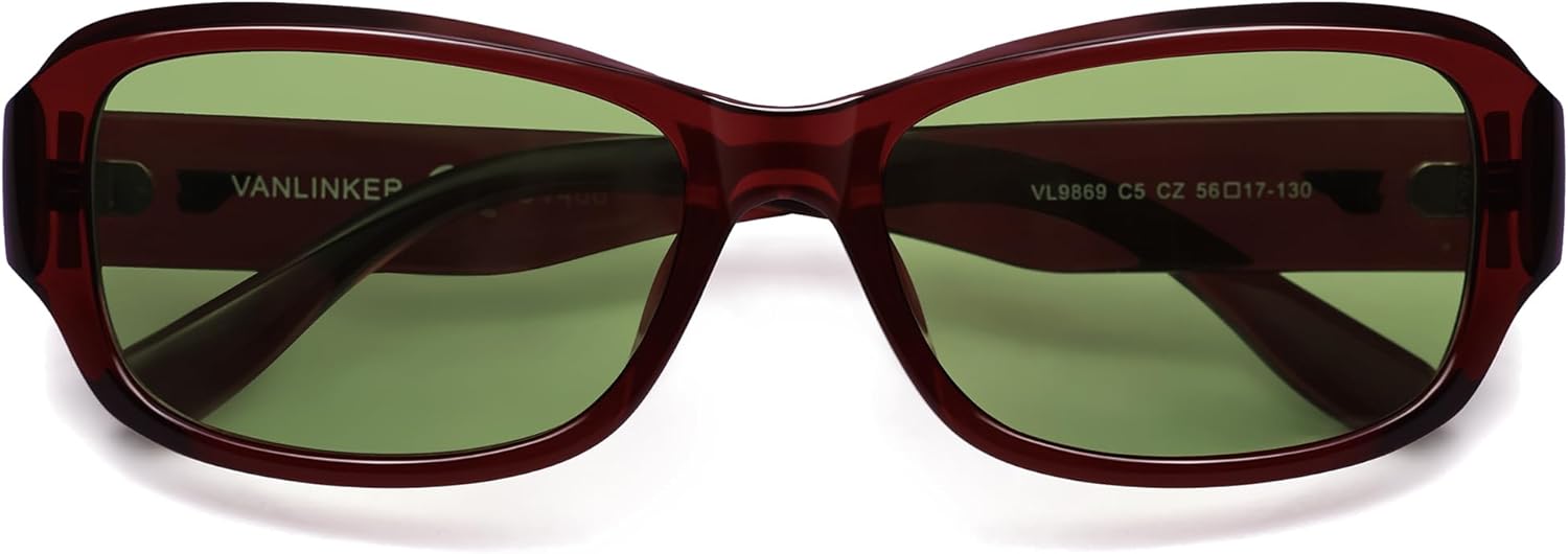 VANLINKER Retro Polarized Rectangle Sunglasses for Women Men Trendy 90s Soft-Square Frame Medium Rectangular Shades VL9869