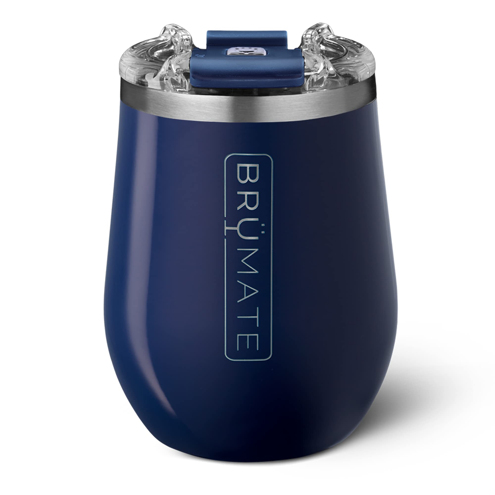 BrüMateUncork'd XL MÜV - 100% Leak-Proof 14oz Insulated Wine Tumbler with Lid - Vacuum Insulated Stainless Steel Wine Glass - Perfect for Travel & Outdoors (Navy Blue)