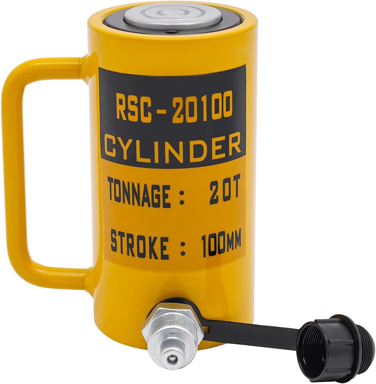 30T Cylindrical Hydraulic Cylinder Jack, 4 Inch Stroke Lifting Jack Ram, Low Profile Hydraulic Ram Jack Mini, Single Acting Cylinders, ZG3/8 Joint Size（RSC-30100） (Yellow)