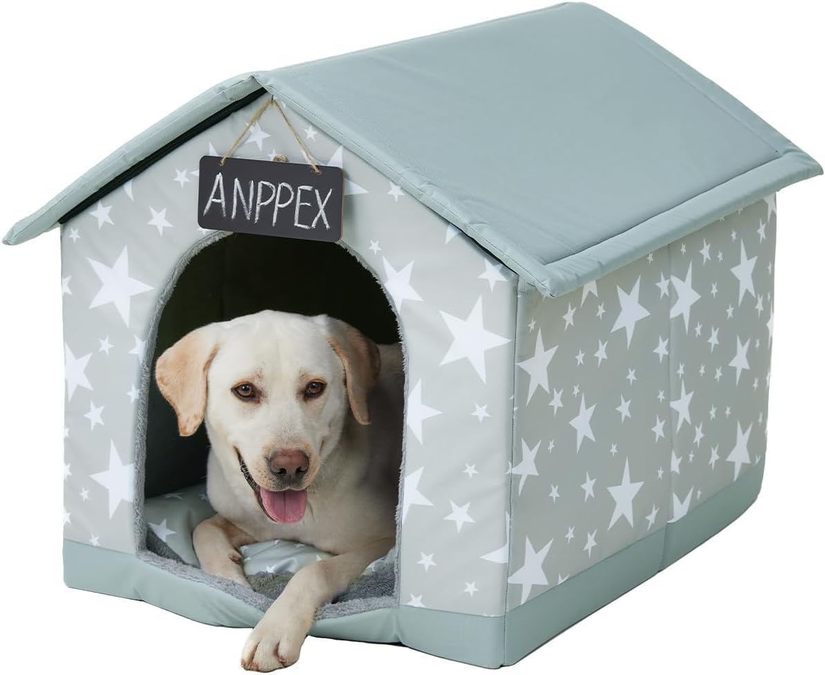 ANPPEX Large Dog House Indoor,2XL Size Indoor Dog House for Large and Medium Dogs,Covered Dog Bed with Cushion,Gray