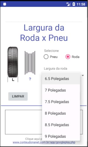 Largura da Roda x Pneu - Calculadora