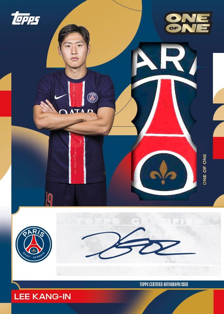 Topps Coffret équipe Paris Saint-Germain 2024/25 - 30 cartes par boîte, 1 autographe ou relique, 1 parallèle numéroté séquentiellement, 1 feuille statique